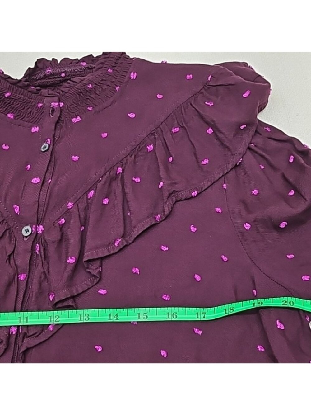 LOFT Womens Large Plum Purple Ruffle High Neck Prairie Victorian Cottagecore Top - Picture 6 of 9